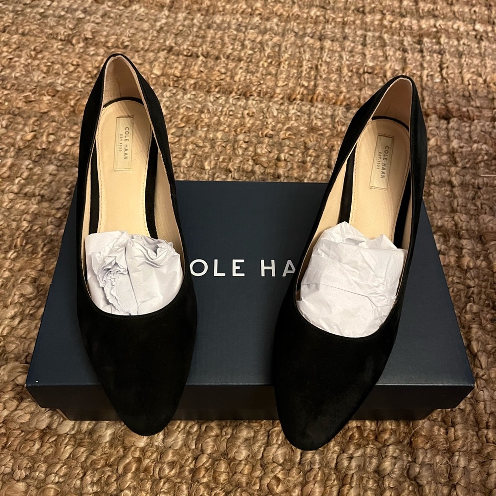 Cole Haan women’s suede block heel - black- size 7